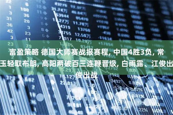 富盈策略 德国大师赛战报赛程, 中国4胜3负, 常冰玉轻取布朗, 高阳两破百三连鞭晋级, 白雨露、江俊出战